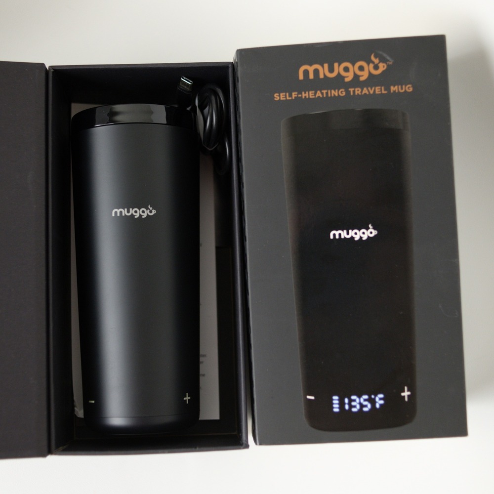 Muggo Self Heating Travel Mug Rechargeable LED Display 12oz Black mug-002